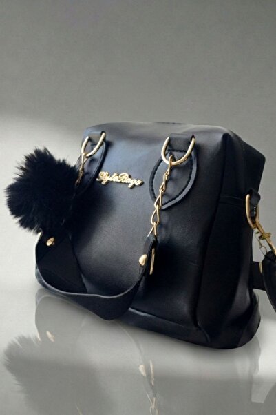 Women's Mini Leather Puff Charm Detailed Hand Shoulder and Crossbody Bag