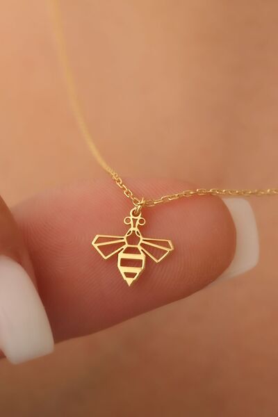 Nox Jewelry 925 Ayar Gümüş Geometrik Arı Kolye- CN00365