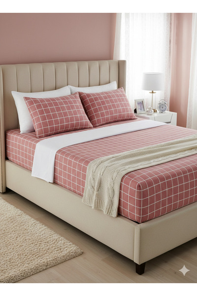 BC-CARWENTEX Ranforce Single Elastic Sheet Set - Tile Plaid