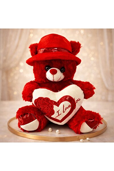 velve Ursulet de plus Pudding, palarie cu bentita satinata si inimioara impri...