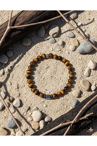 Naturel Tılsım Original Tiger's Eye 6mm Natural Stone Unisex Bracelet