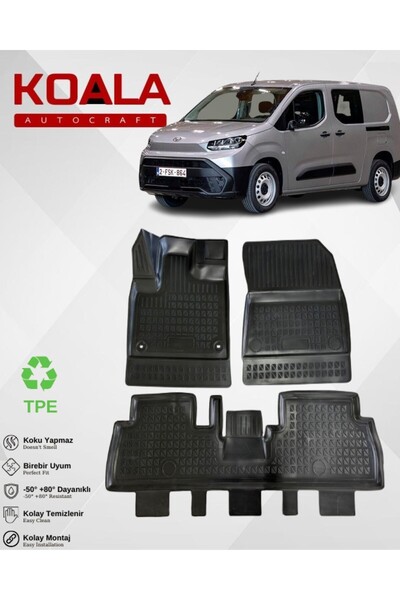 KoalaOtoTekstil Toyota Proace City (2021-Sonrası) Ile Uyumlu-Araca Özel Paspas