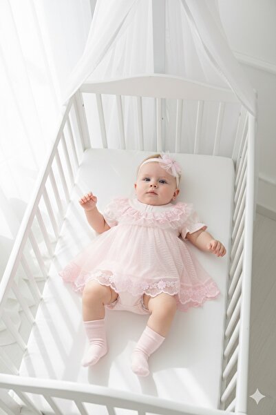 Miniday Baby Baby Girl Mevlütlük Dress Summer Bandana Lace Newborn Hospital R...