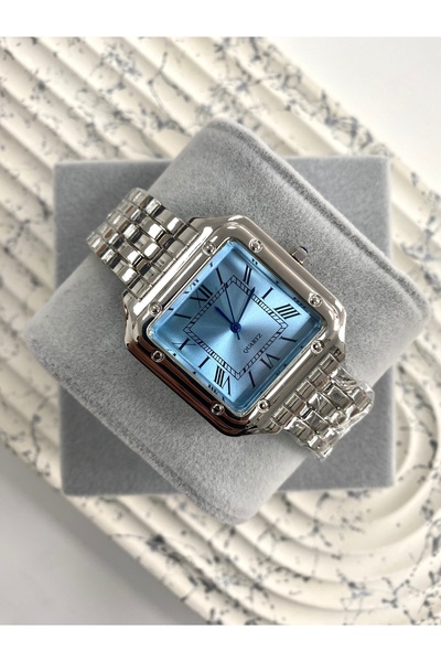 Mazzy ساعة يد رجالية من كالين سكوير باللون الفضي والأزرق