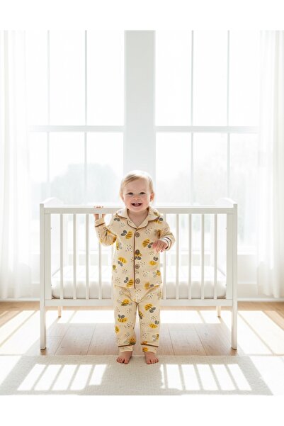 Miniday Baby Girl's Printed Pajama Set 2-Piece Shirt Collar Nightgown