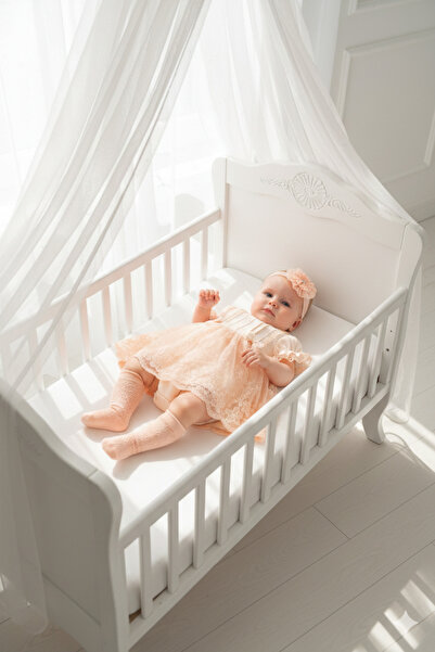 Miniday Baby فستان طفلة مولودة حديثًا صيفي مع باندانا ودانتيل، فستان زفاف لحد...