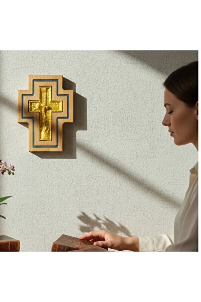 sharp&art Epoksi Kanallı El Yapımı Ahşap Haç , Karanlıkta Parlayan Epoksi San...