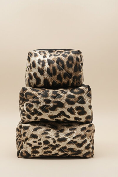 Bestway ve Diğeri Leopar Desenli Kapitöne 3’lü Makyaj seyahat organizer ve Ko...