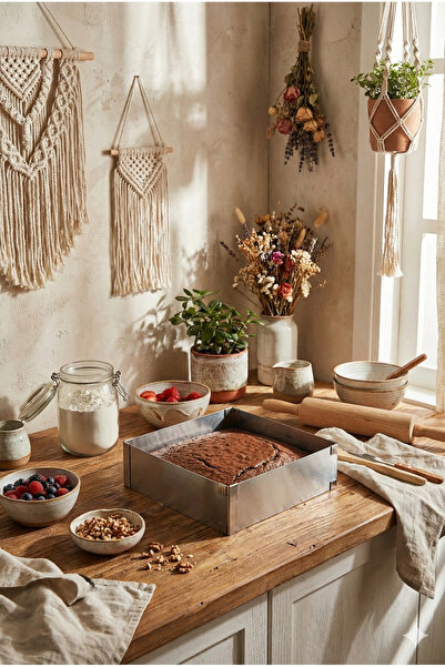 Homerest قالب كعك دائري قابل للتعديل على شكل مربع مستطيل، قالب كعك كبير وقابل...