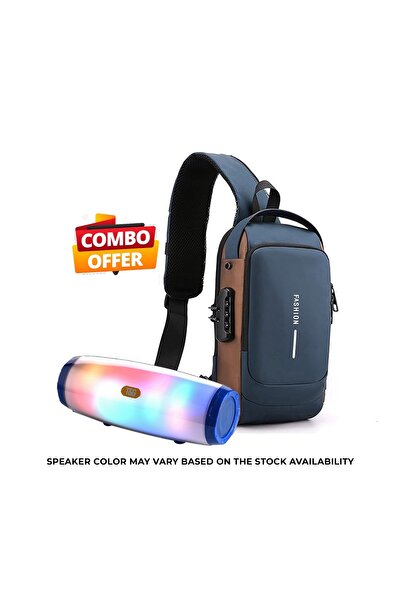 Generic Combo Offer Quality SpeakerWith Blue With Brown Anti Theft Sling ,wat...