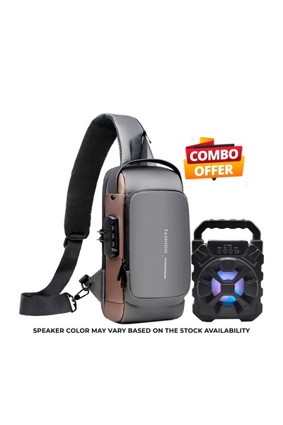 Generic Combo Offer Quality SpeakerWith Grey With Brown Anti Theft Sling ,wat...