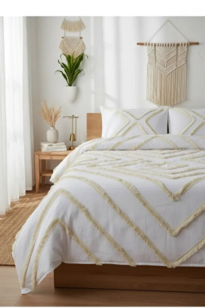 NDC HOME Bela Pamuk Lan Višestruka Sa resama Jednokrevetno Set posteljine (1 ...