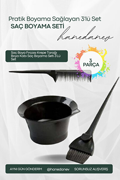 Hanedanev Hair Dye Brush Crepe Comb Dye Container Hair Coloring Set Set of 3