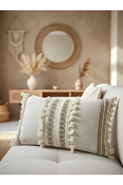 NDC HOME Husă de pernă cu design special din dantelă maro cremă [35x55]