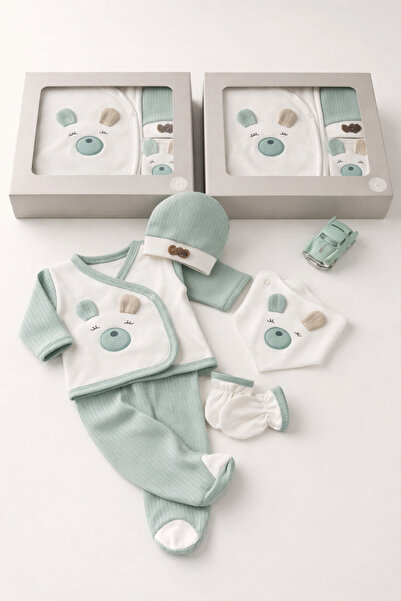 EYMİRGİYİM Newborn 5-Piece Hospital Discharge Set Zibin Set Baby Hospital Dis...