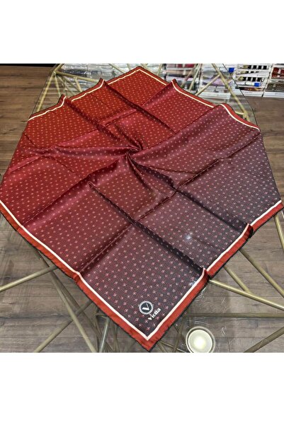VİOLLA Kristal Minik Motifli Ve Degrade Desenli Bordo Renkli 90x90 Eşarp (İpe...