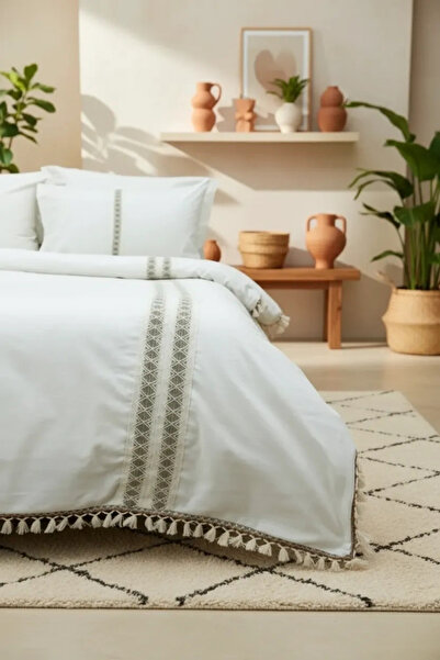 NDC HOME BATTAL Хлопчачий кремовий комплект постільної білизни з мереживом