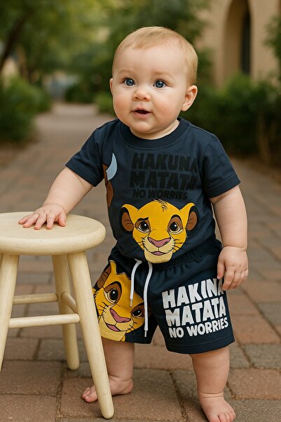 GMG Baby Lion Pattern Shorts T-Shirt 2-Piece Set