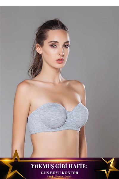 Letsii Cotton Blend Unpadded Bra Gray Color