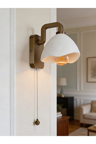 Limon 3D Desing Modern Beton Görünümlü Duvar Aplik | Zincir Anahtarlı | Yatak...