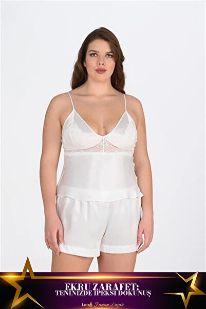 PRIMODA Σετ σορτς Aesco Plus Size Ecru Satin