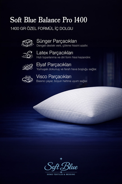 Softblue Balance Pro 1400 Sert ve Yüksek Ortopedik Yastık 50x70x15 cm | 1400 ...