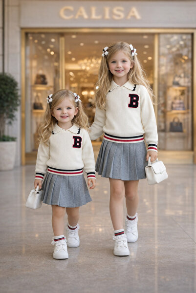 CALİSA Girl's Knitwear Sweater and Pleated Skirt Stylish 2-Piece Holiday Set ...