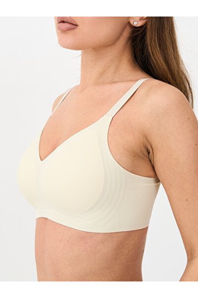 ALYA UNDERWEAR Women's Laser Cut Seamless Ghost Bra with Removable Pads Stone...