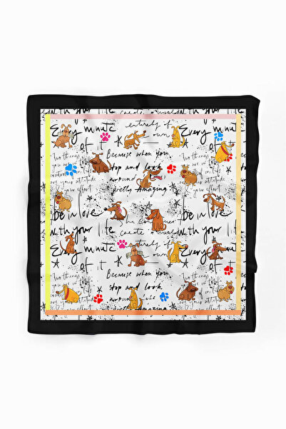 Genel Markalar H22 El Yazısı Desenli Sarı Turuncu Köpek Bandanası DG5479 45x45