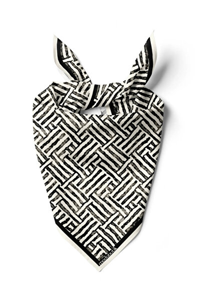 Modabutik F40 Черно-бяла бандана с мотиви