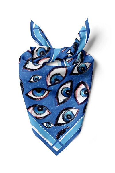 Modabutik A13 OUL PASTEL BLUE TASARIM BANDANA