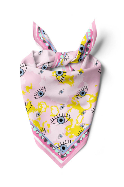 Modabutik V59 EYES PİNK BATİK TASARIM BANDANA