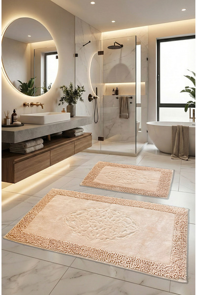 FeelHome مجموعة سجادة حمام فائقة النعومة وفائقة الامتصاص من Pamukkent مكونة م...