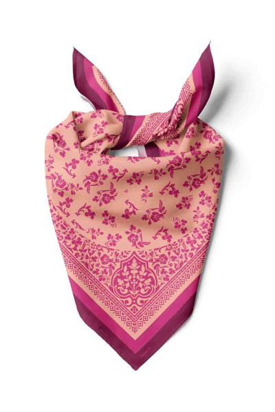 Modabutik E110 Women's Vintage Patterned Bandana 50X50 Pink Dg0206-22 Snz