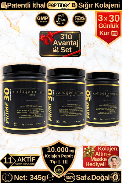 Dr.Sammy's Collagen Impact Plus Prime 30 - 3'lü Avantaj Set Tip 1-3 Hidrolize...