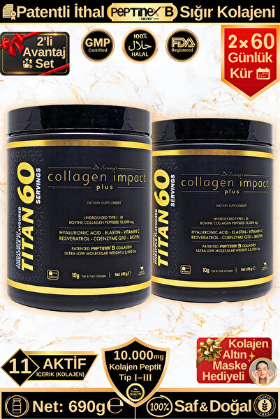 Dr.Sammy's Collagen Impact Plus Titan 60 - 2'li Avantaj Set Tip 1-3 Hidrolize...