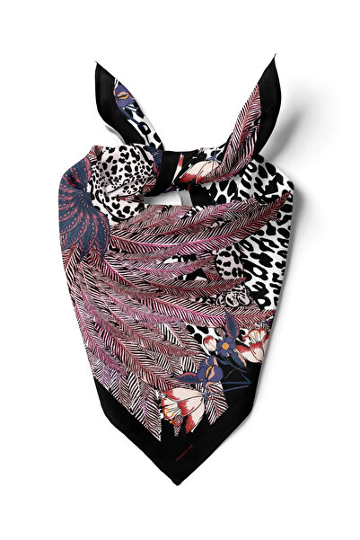 Modabutik Kadın Kırmızı Kaplan Desenli 50x50 Bandana