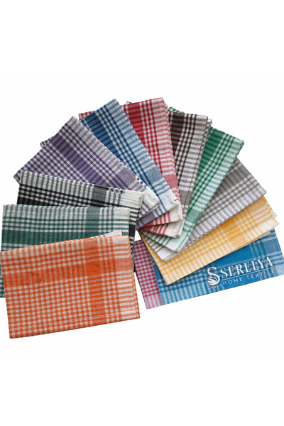 Generic Brand Set of 10 Gingham Kitchen Hand Towels - 50X70 cm Drying Cloths