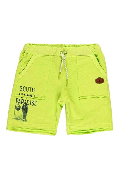 Boboli شورت برمودا مطبوع عليه نص للأولاد باللون الأخضر النيون