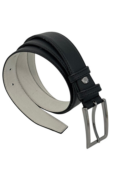 Süzer Deri Чорний дитячий штучний шкіряний шовний ремінь 3 см. Класичний ремі...