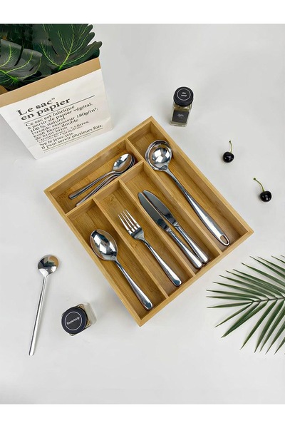 Bambum منظم أدراج خشبي 5 اقسام