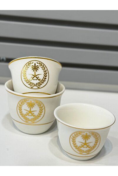 SQ طقم فناجيل سيفين ونخله ذهبي حجم كبير