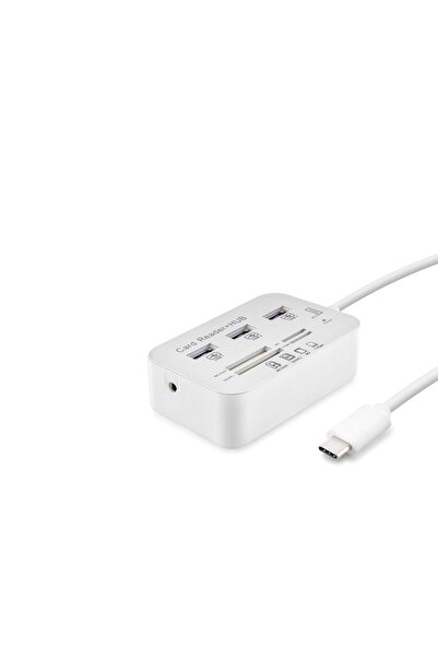 Skygo Type-C Hub Combo 3*USB3.0 + MS + SD + M2 + TF 20 سم أبيض HDX7029