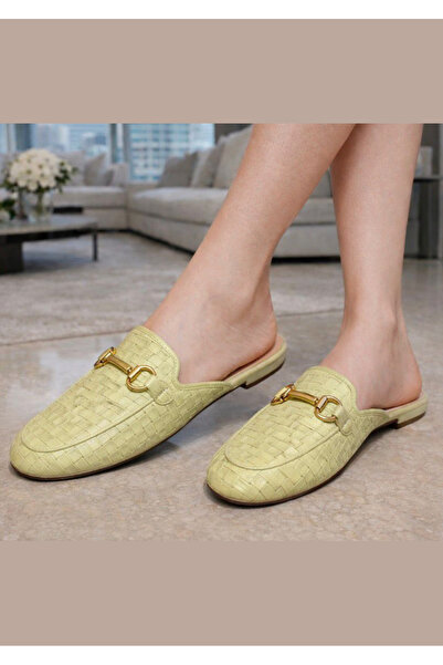 mothers dream Elegant Woven Horsebit Mule Flats