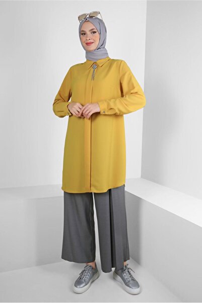 Alvina تونيك مستقيم بتفاصيل حجرية 43816