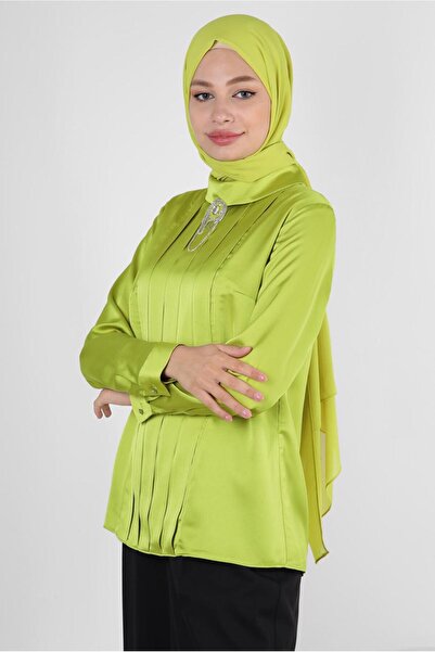 Alvina DRAPE بلوزة ساتان مفصلة مع إكسسوارات 43573