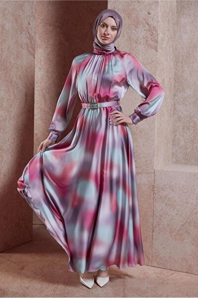 Alvina 44562 Rochie din satin din sifon cu modele