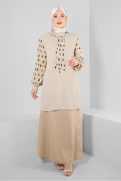 Alvina تونيك Aerobin - طوق منقوش ووشاح، موديل 20256