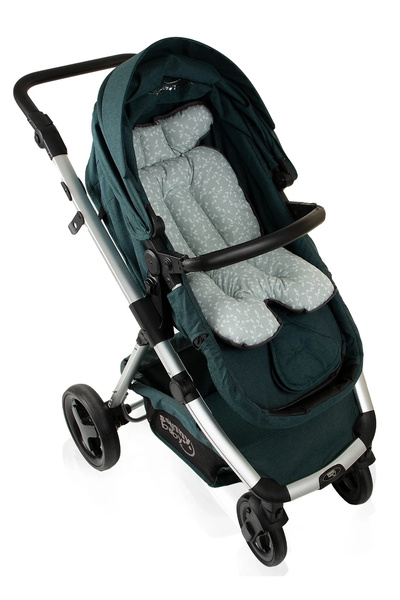 Babyjem Pernă 2 în 1 pentru cărucior și scaun înalt Green Flower 100% bumbac