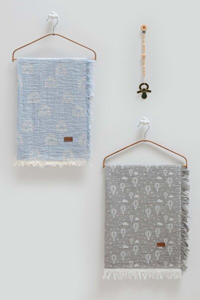 Caramell طقم بطانية موسلين مزدوجة أساسية مع حامل للهاية - 3 قطع - 100×120 سم ...